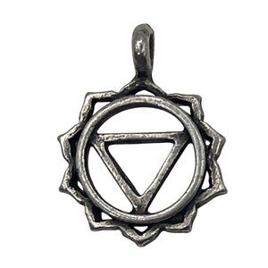 Silver Metal Triangle Chakra Pendant Charm A192